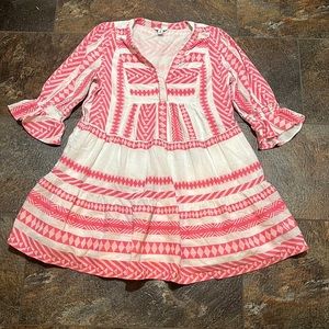 Crown and Ivy Pink and White Patterned Jersey Dress M